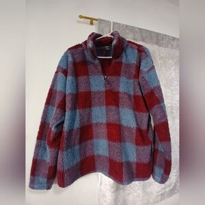 Eddie Bauer Red and Blue Fleece Pullover